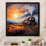 Abstract Train Sunset Express Pointillism I - Train Canvas Wall Art