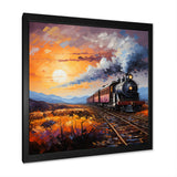 Abstract Train Sunset Express Pointillism I - Train Canvas Wall Art
