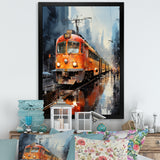 Orange Train Journey I - Train Canvas Wall Art