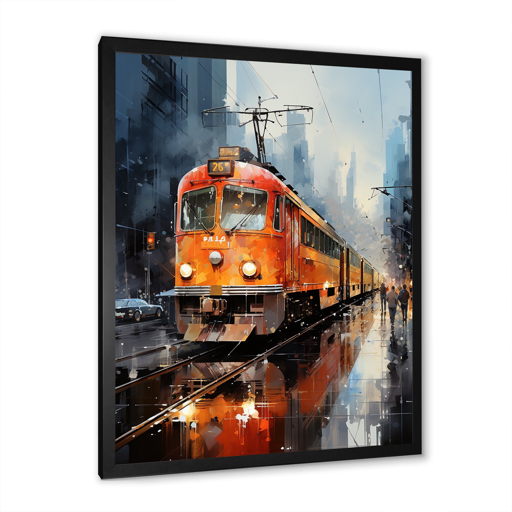 Orange Train Journey I - Train Canvas Wall Art