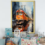 Orange Train Journey I - Train Canvas Wall Art
