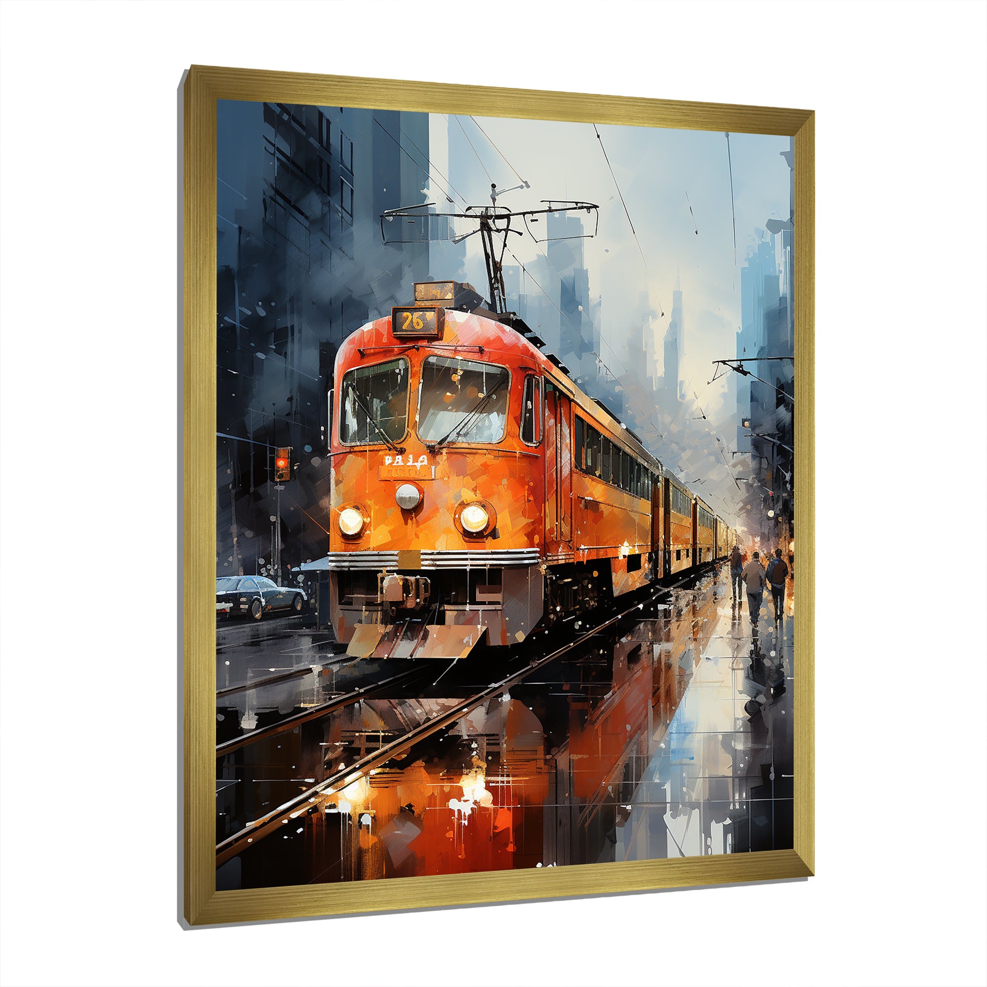 Orange Train Journey I - Train Canvas Wall Art