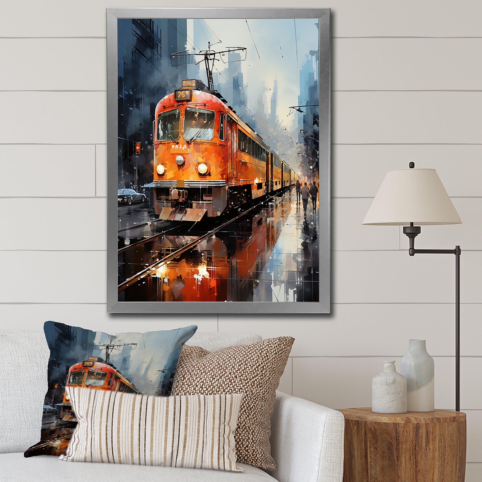 Orange Train Journey I - Train Canvas Wall Art