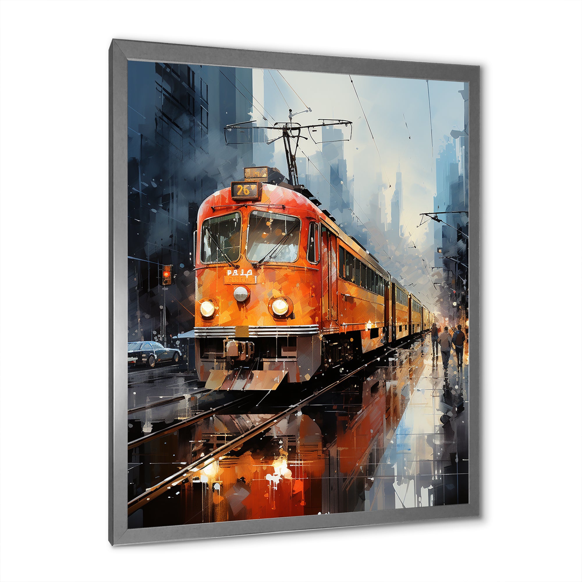 Orange Train Journey I - Train Canvas Wall Art