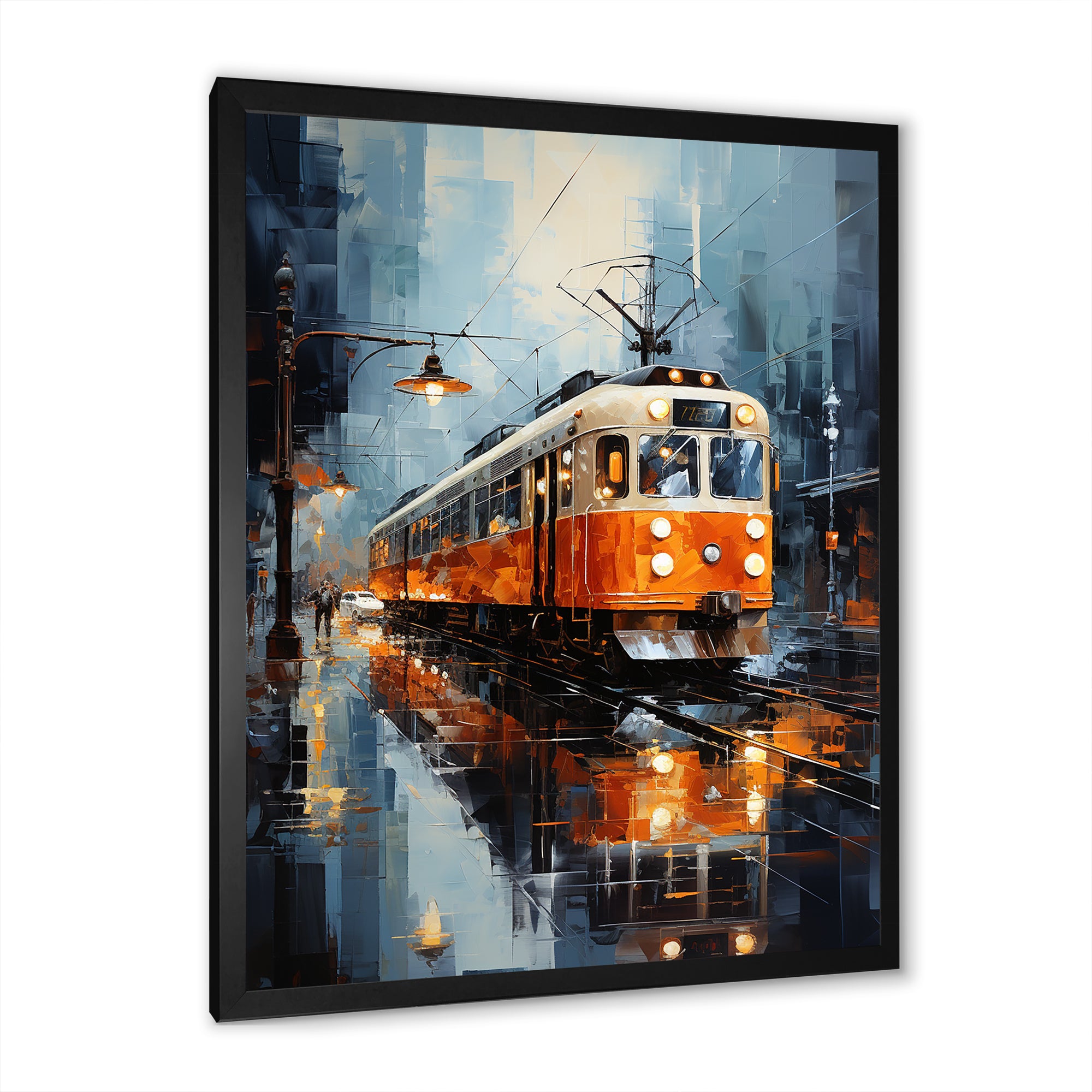 Orange White Train Journey - Train Canvas Wall Art