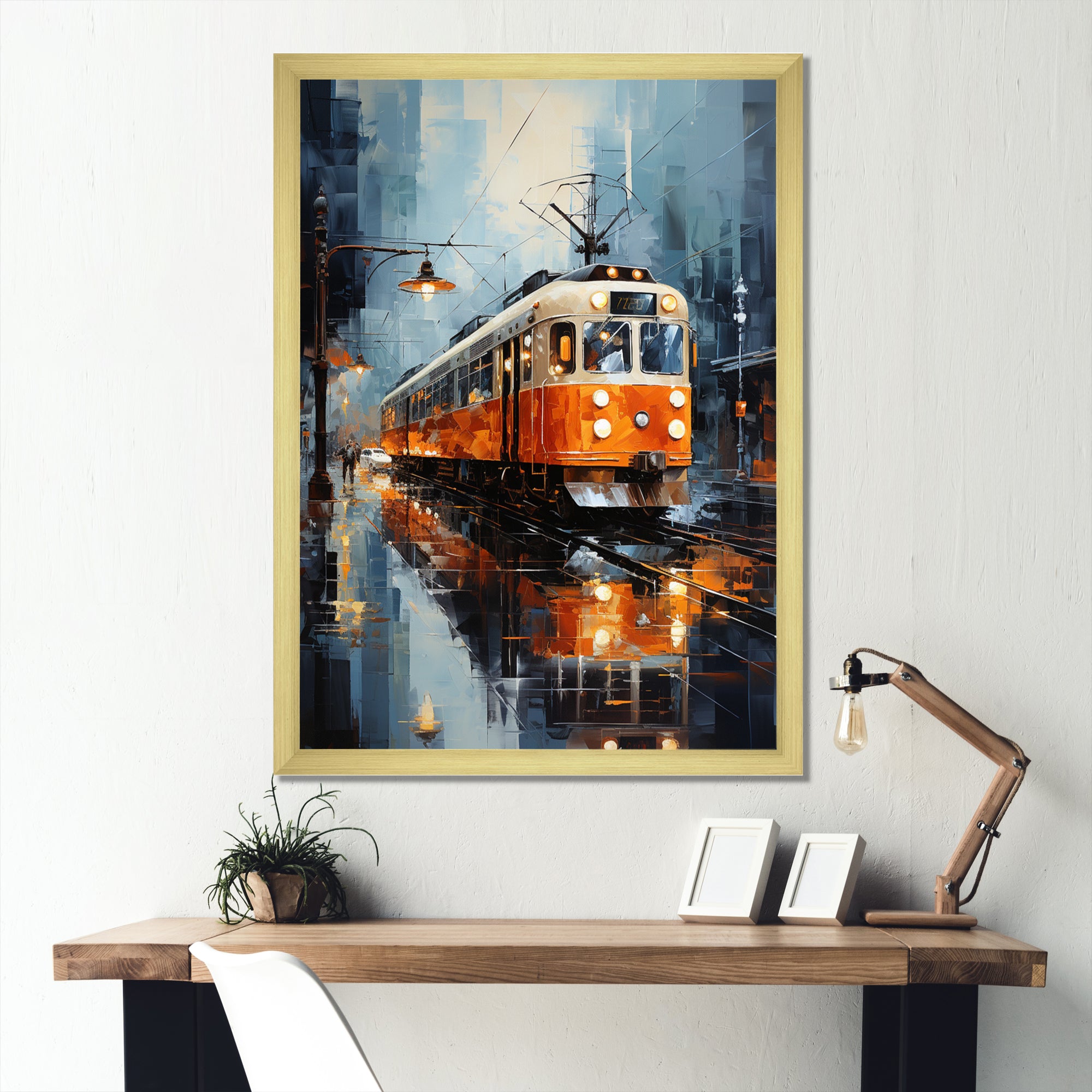 Orange White Train Journey - Train Canvas Wall Art