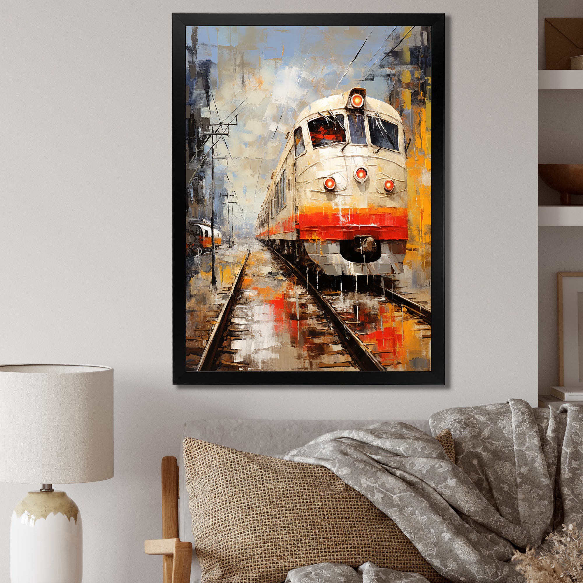 White Red Train Journey - Train Canvas Wall Art