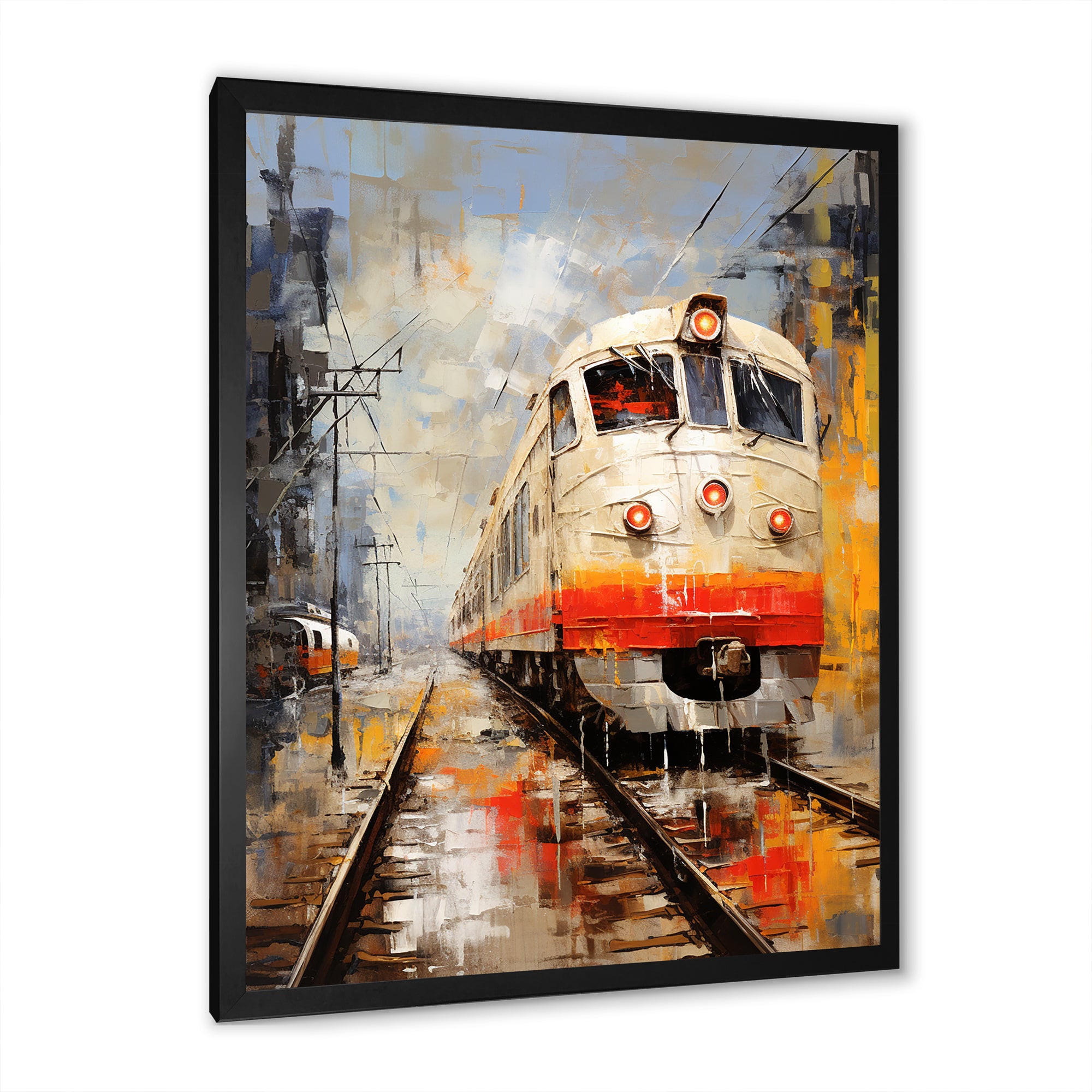 White Red Train Journey - Train Canvas Wall Art