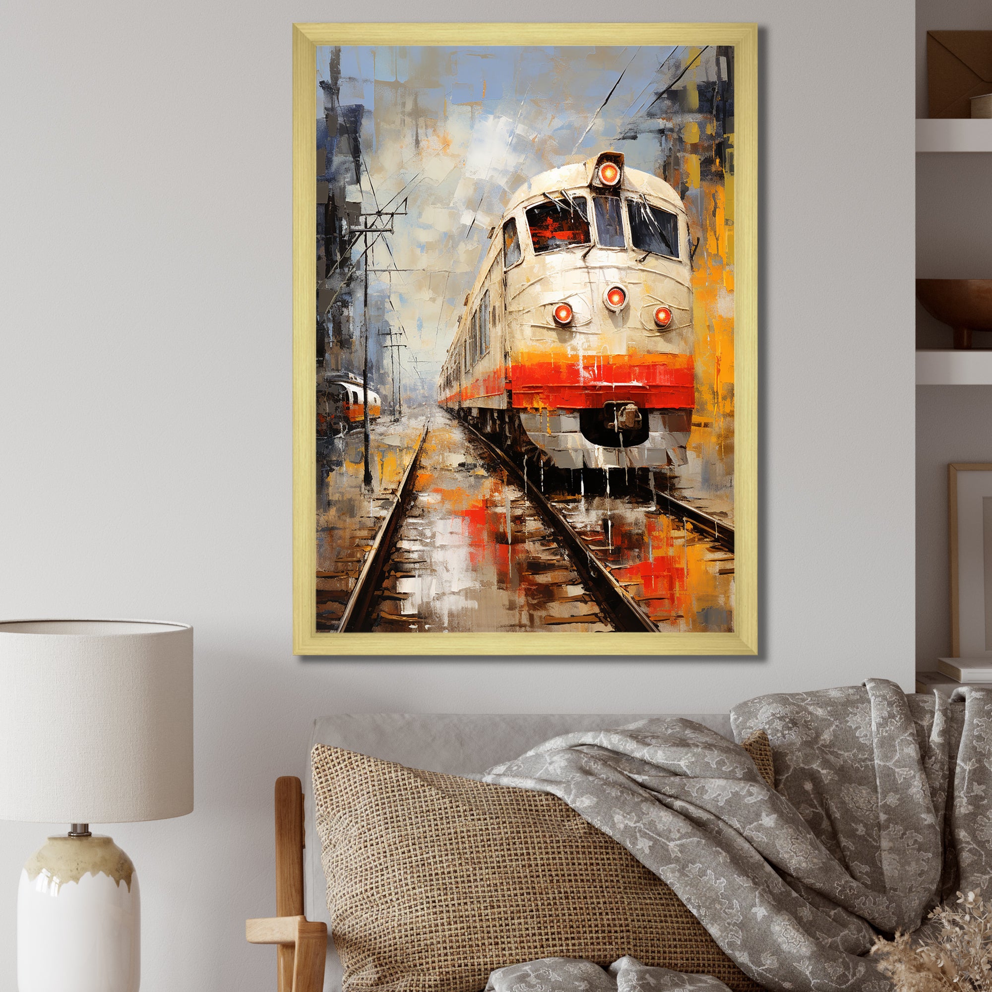 White Red Train Journey - Train Canvas Wall Art