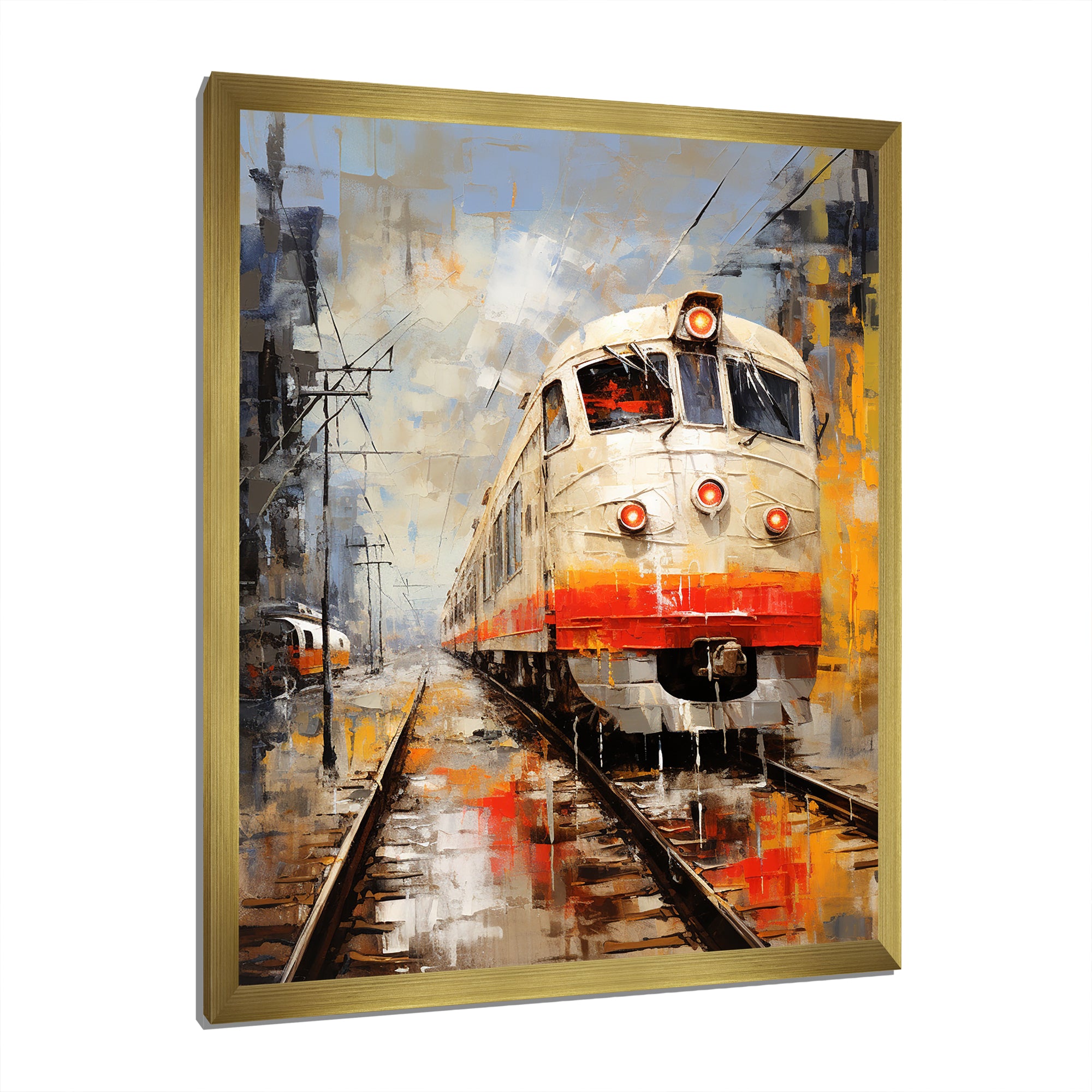 White Red Train Journey - Train Canvas Wall Art