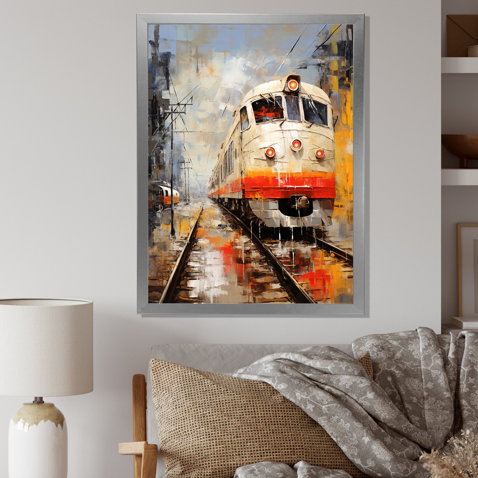 White Red Train Journey - Train Canvas Wall Art