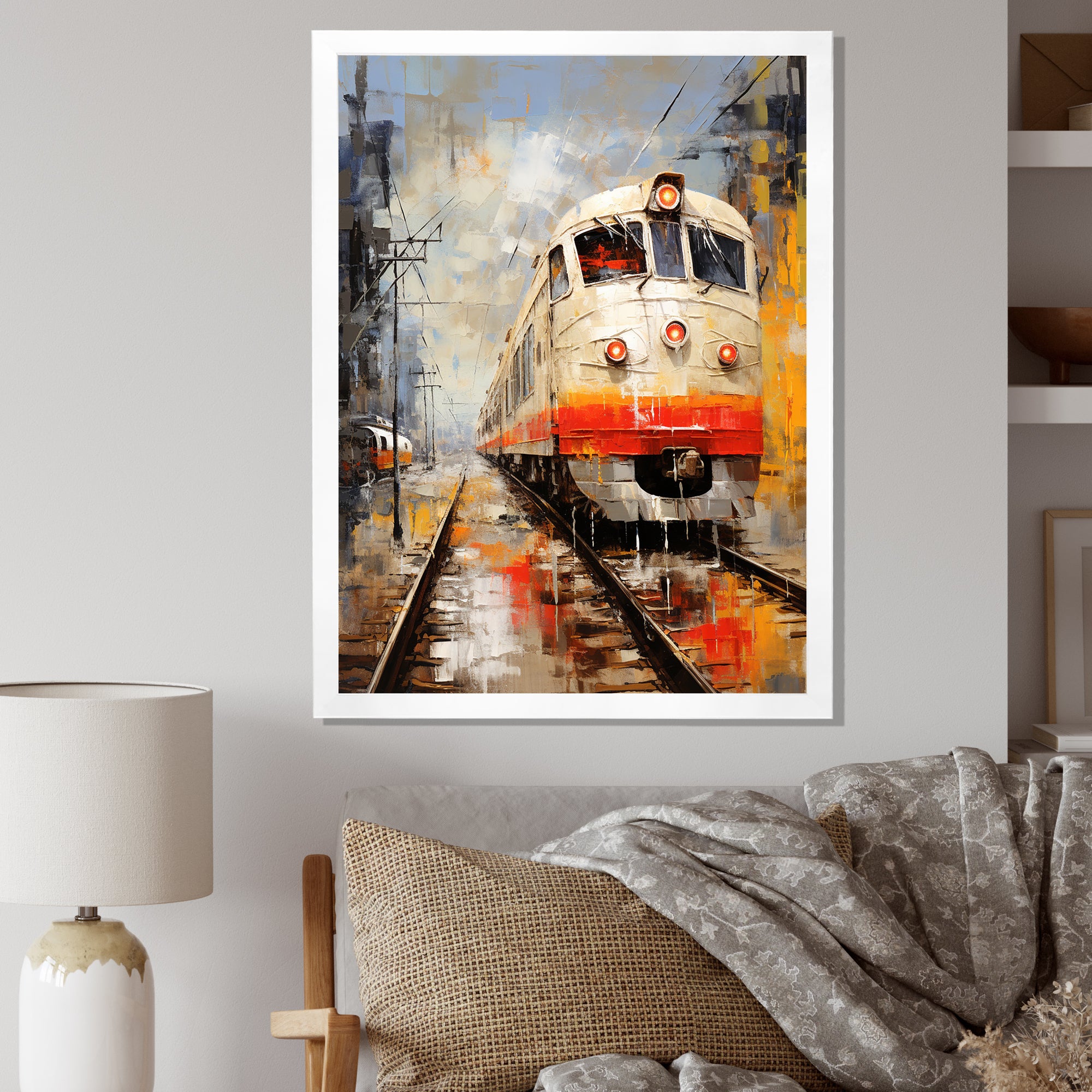 White Red Train Journey - Train Canvas Wall Art