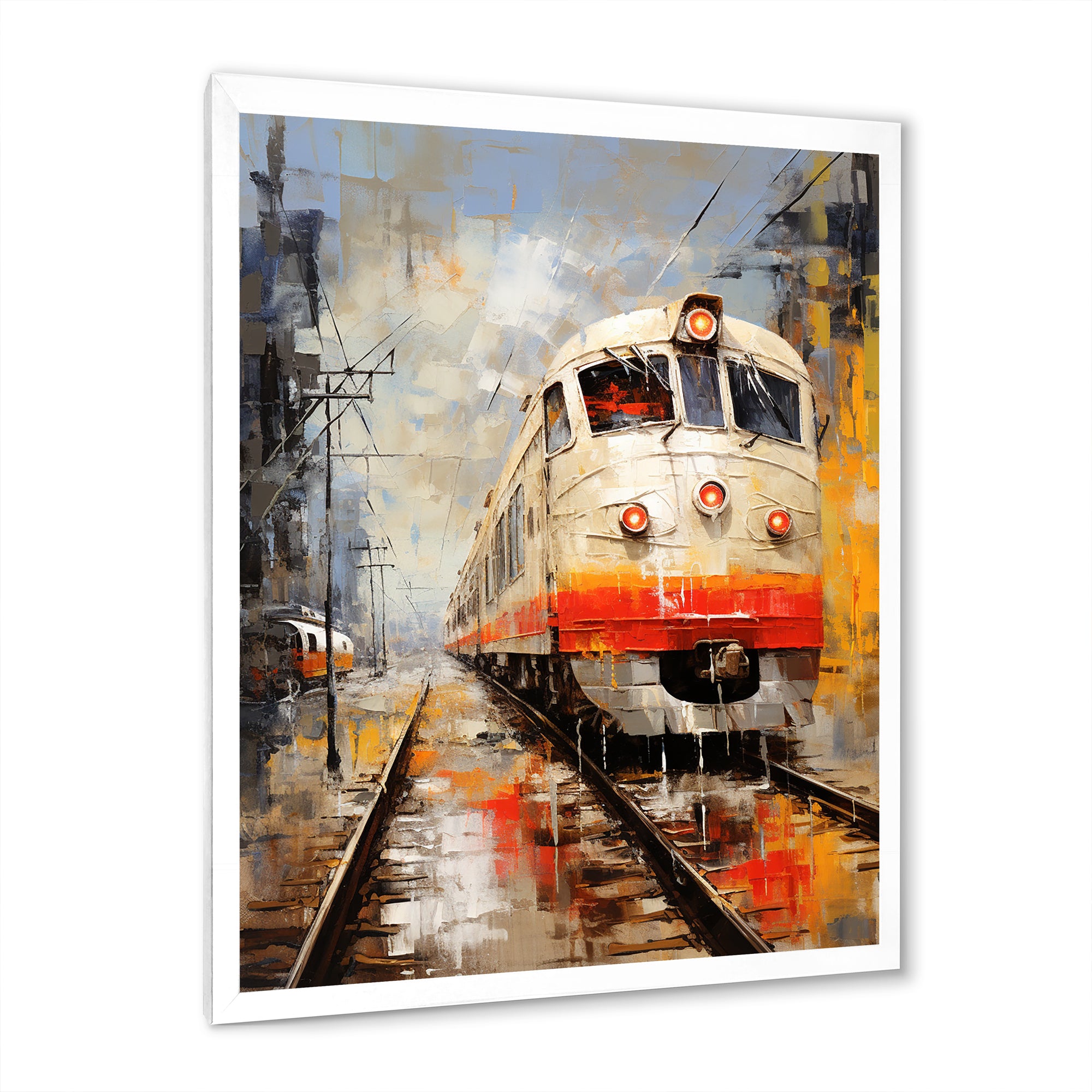 White Red Train Journey - Train Canvas Wall Art