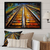 Orange Train Rails Track - Train Canvas Wall Art