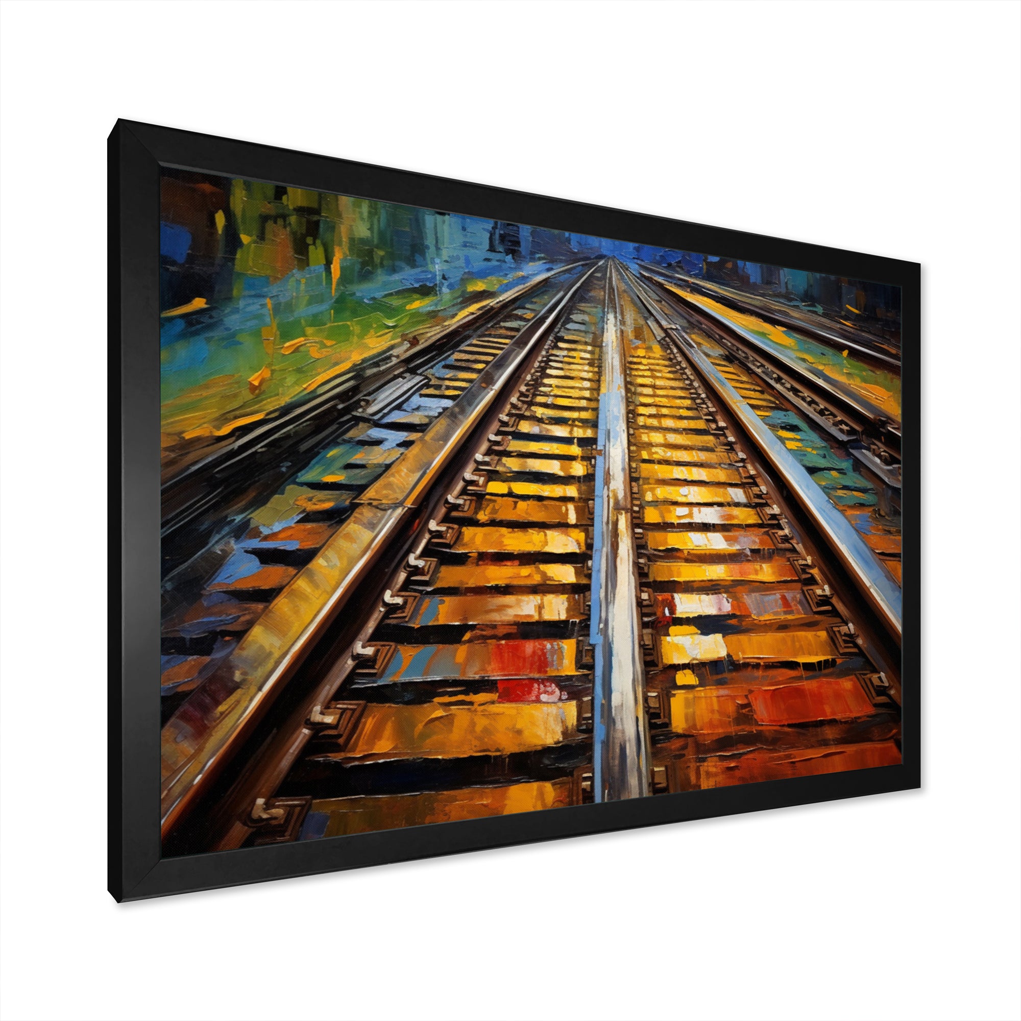 Orange Train Rails Track - Train Canvas Wall Art