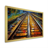 Orange Train Rails Track - Train Canvas Wall Art