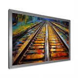 Orange Train Rails Track - Train Canvas Wall Art