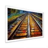 Orange Train Rails Track - Train Canvas Wall Art