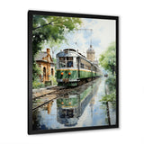 Tranquil Train Retreat Pointillism - Train Canvas Wall Art