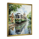 Tranquil Train Retreat Pointillism - Train Canvas Wall Art