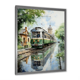 Tranquil Train Retreat Pointillism - Train Canvas Wall Art