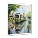 Tranquil Train Retreat Pointillism - Train Canvas Wall Art