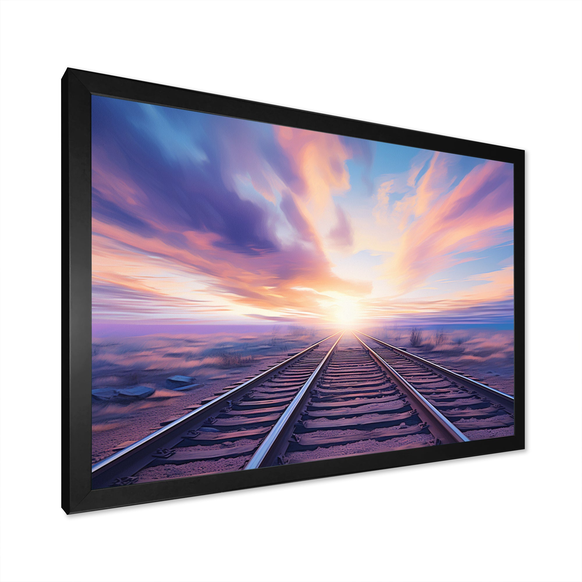 Purple Train Transcendent Tracks - Train Canvas Wall Art