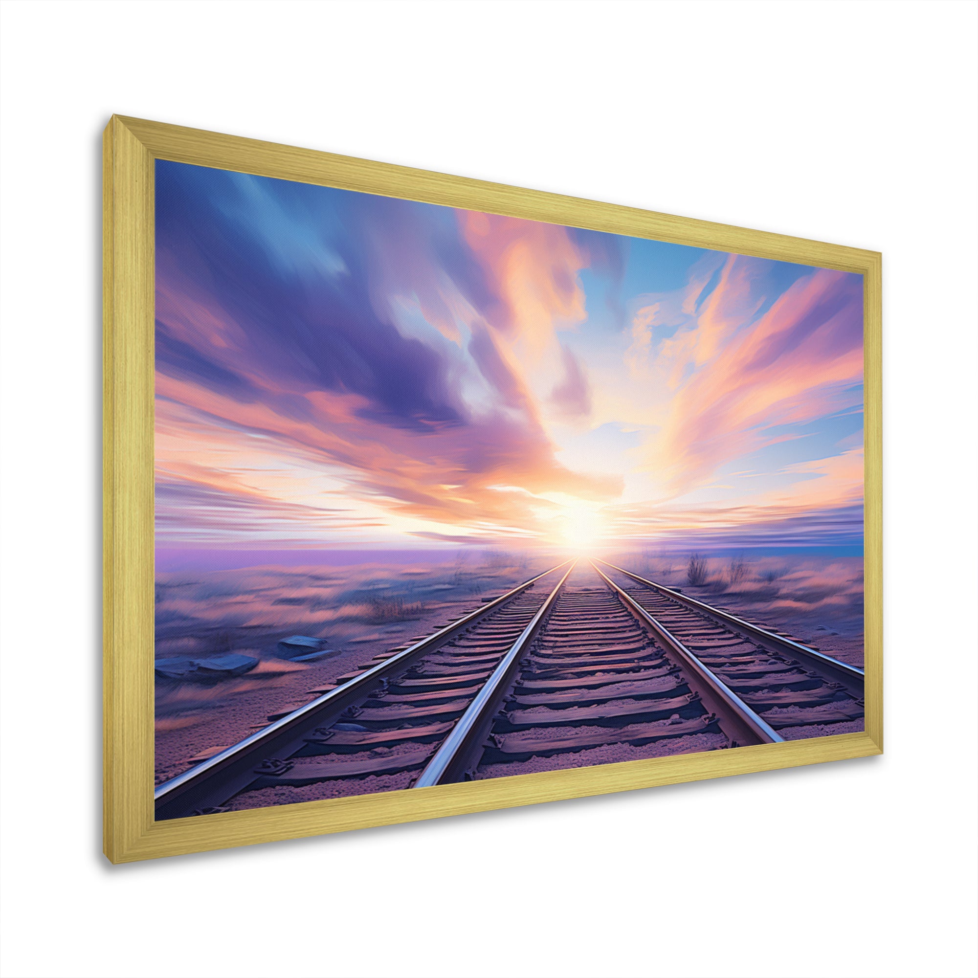 Purple Train Transcendent Tracks - Train Canvas Wall Art