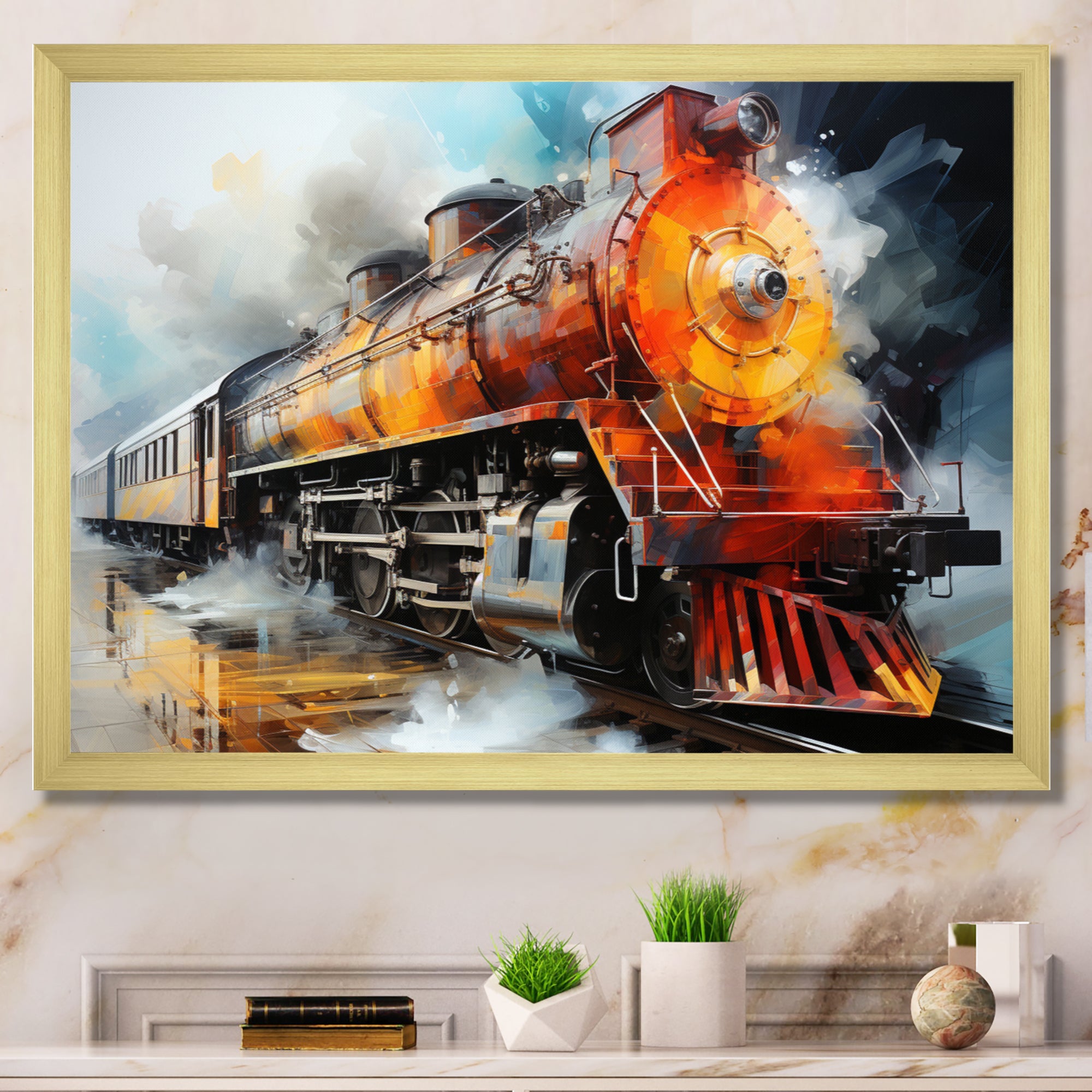Abstract Train Translucent Rhythms I - Train Canvas Wall Art