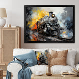 Yellow Grey Train Translucent Rhythms - Train Canvas Wall Art