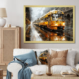 Yellow Train Translucent Rhythms I - Train Canvas Wall Art