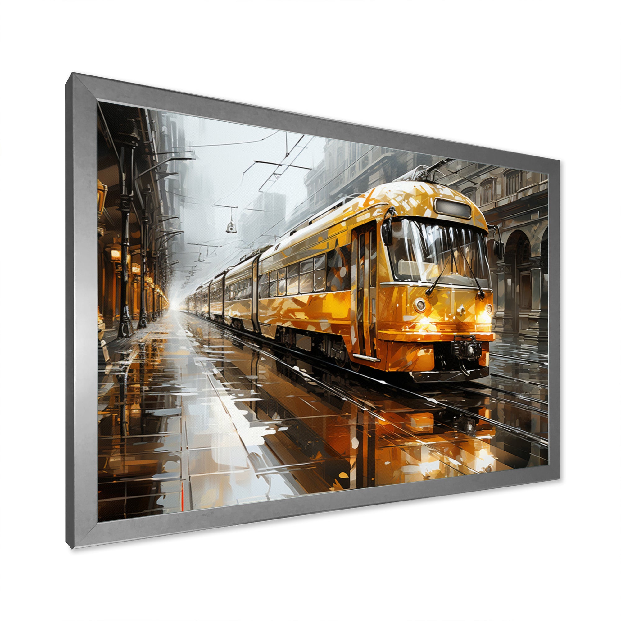 Yellow Train Translucent Rhythms I - Train Canvas Wall Art