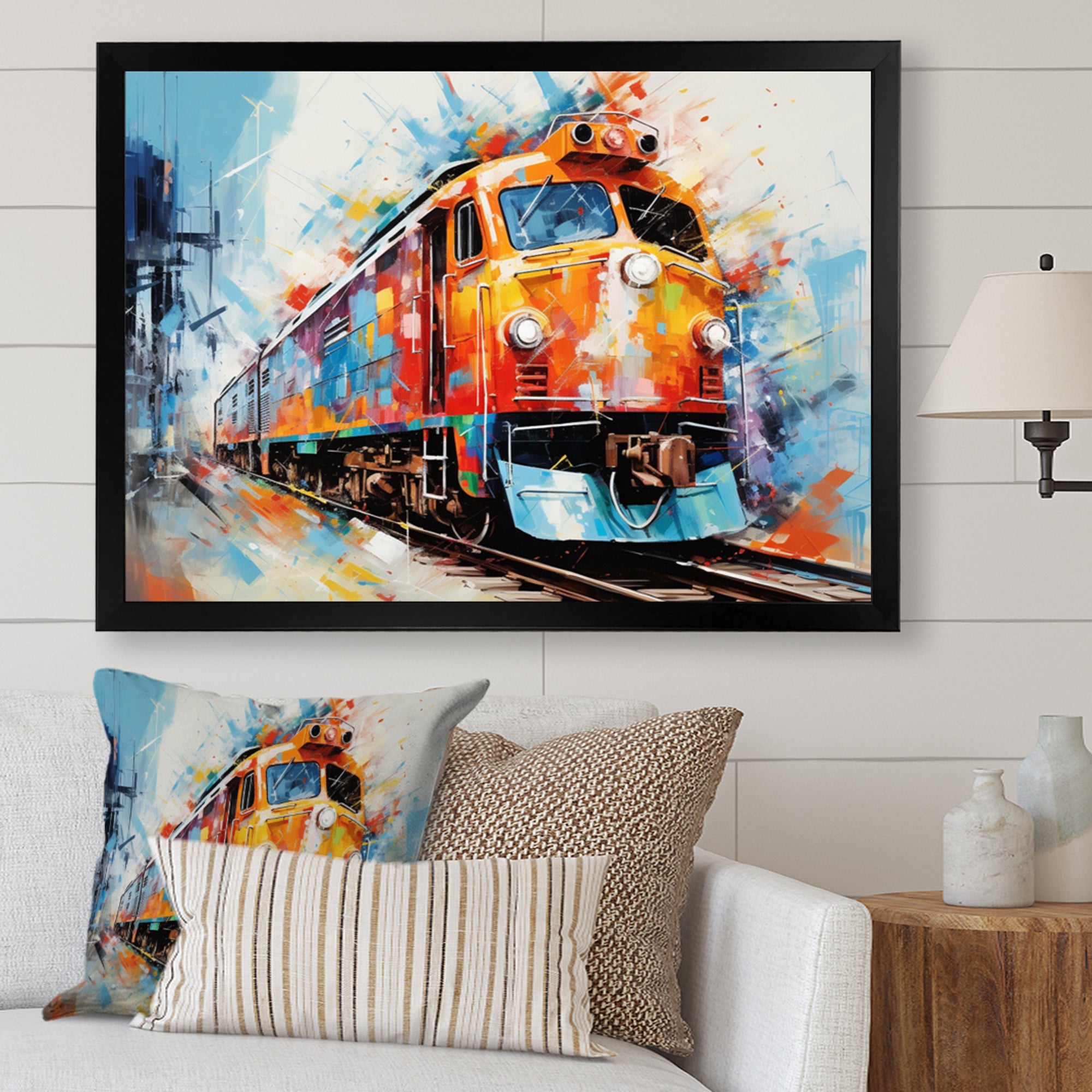 Abstract Train Vibrant Rails - Train Canvas Wall Art