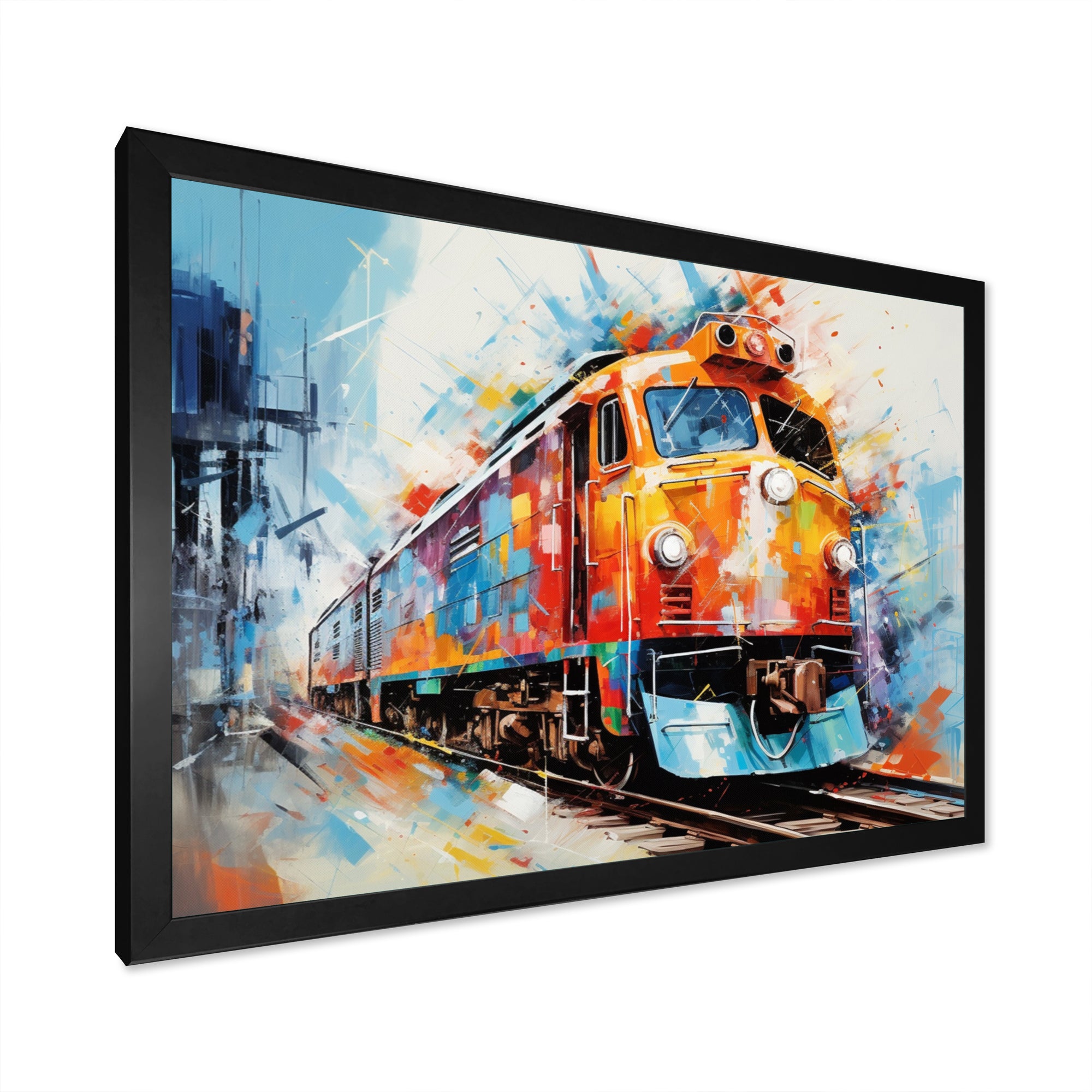 Abstract Train Vibrant Rails - Train Canvas Wall Art