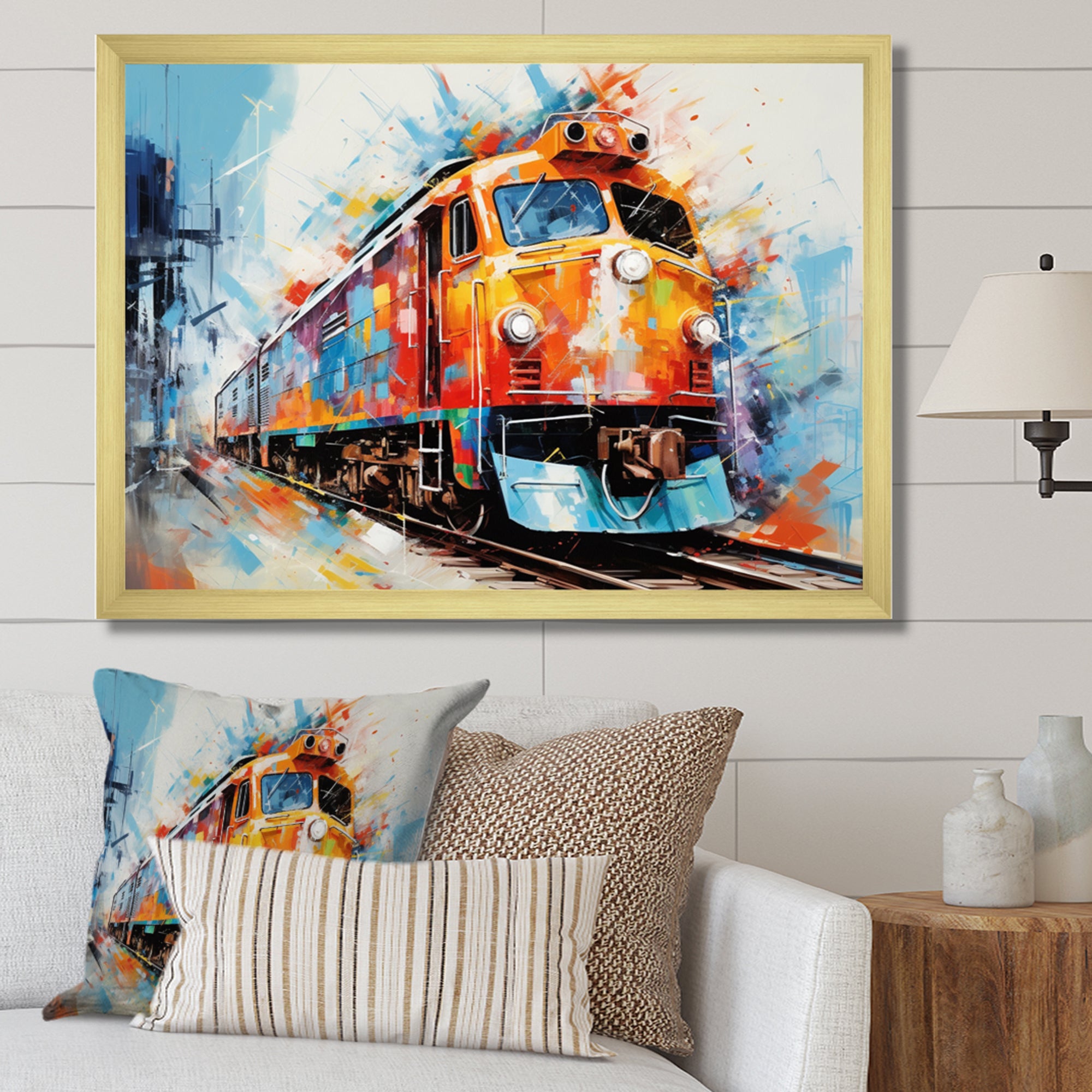 Abstract Train Vibrant Rails - Train Canvas Wall Art