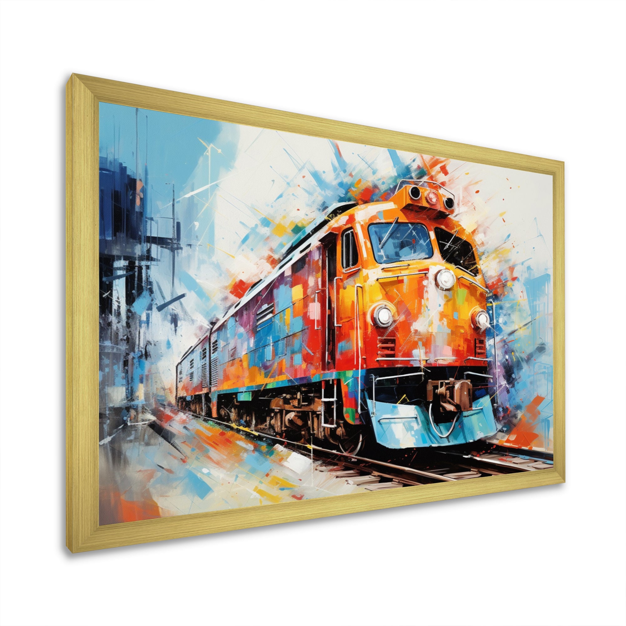 Abstract Train Vibrant Rails - Train Canvas Wall Art