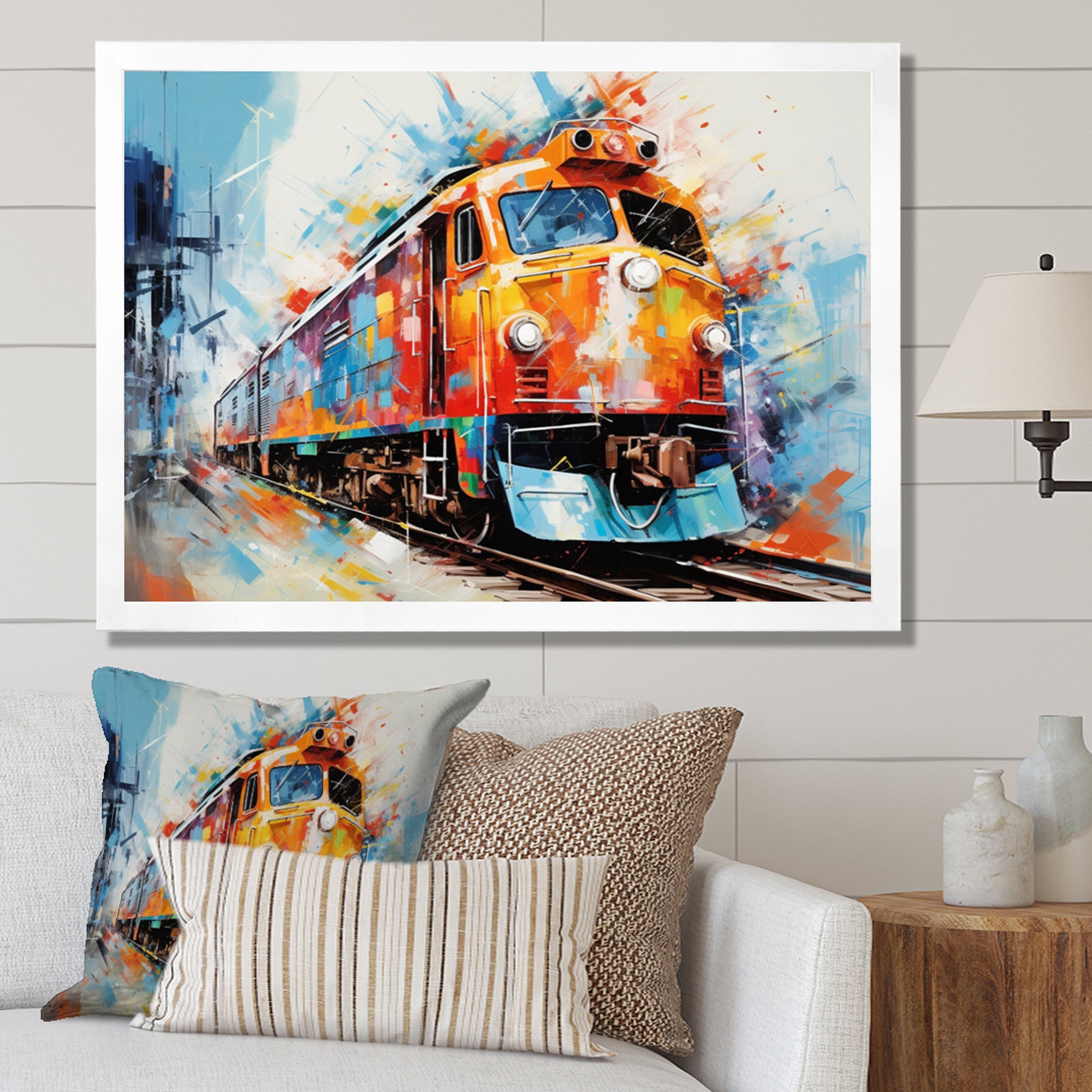 Abstract Train Vibrant Rails - Train Canvas Wall Art