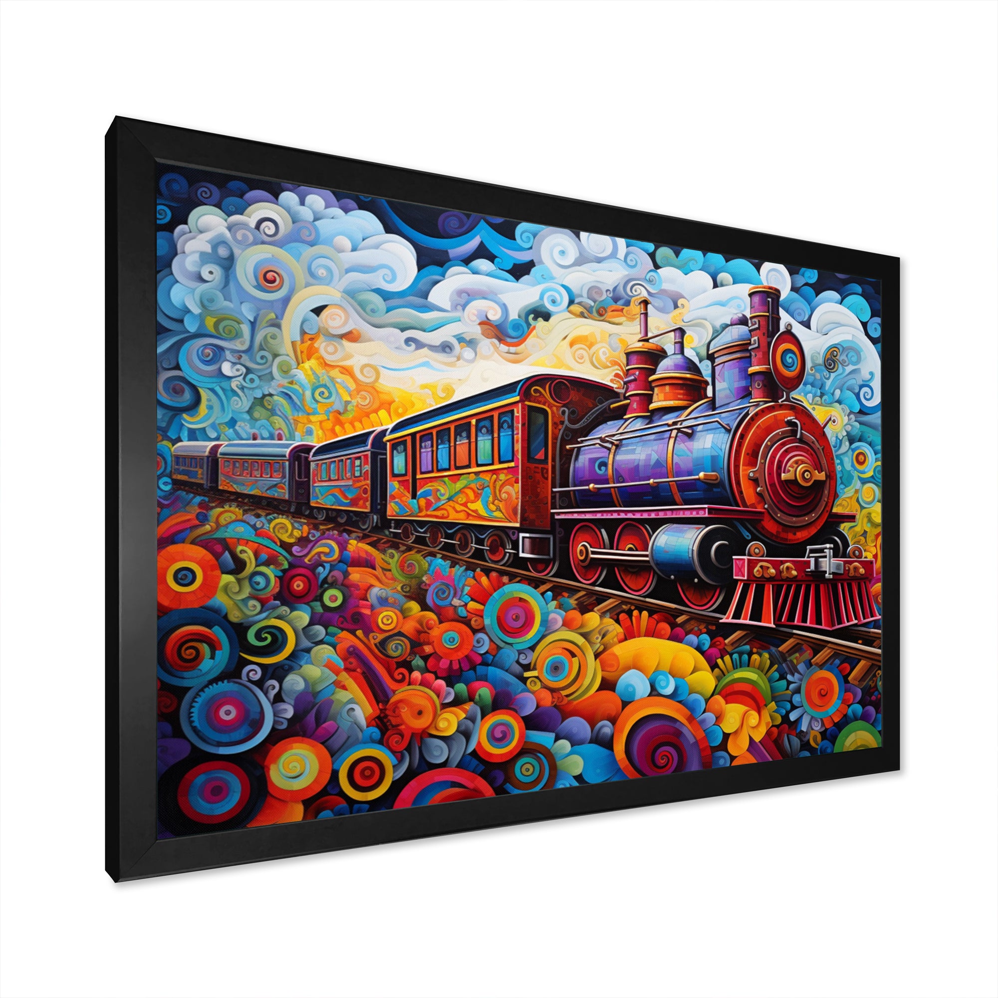 Abstract Train Whimsical Journey I - Train Canvas Wall Art