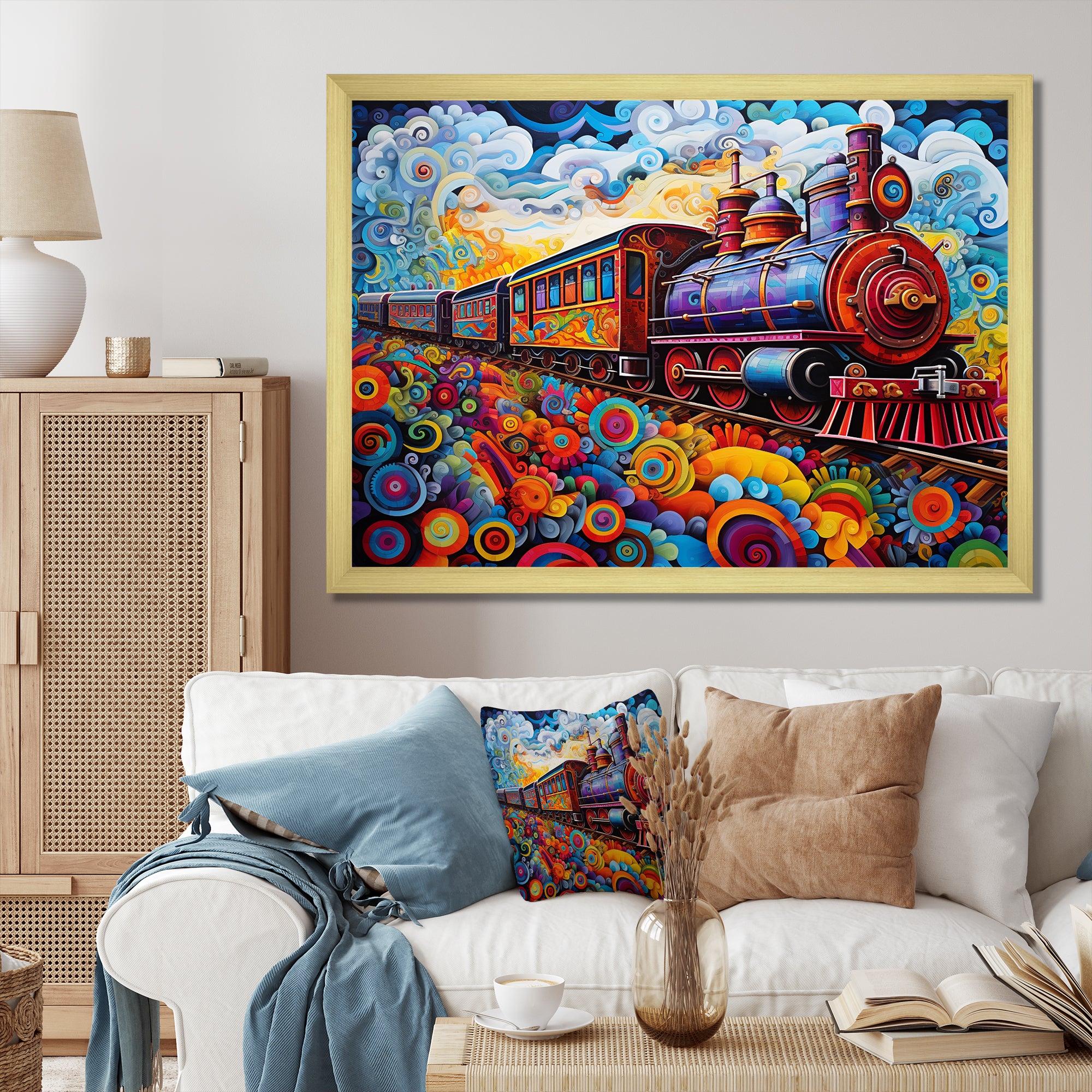 Abstract Train Whimsical Journey I - Train Canvas Wall Art