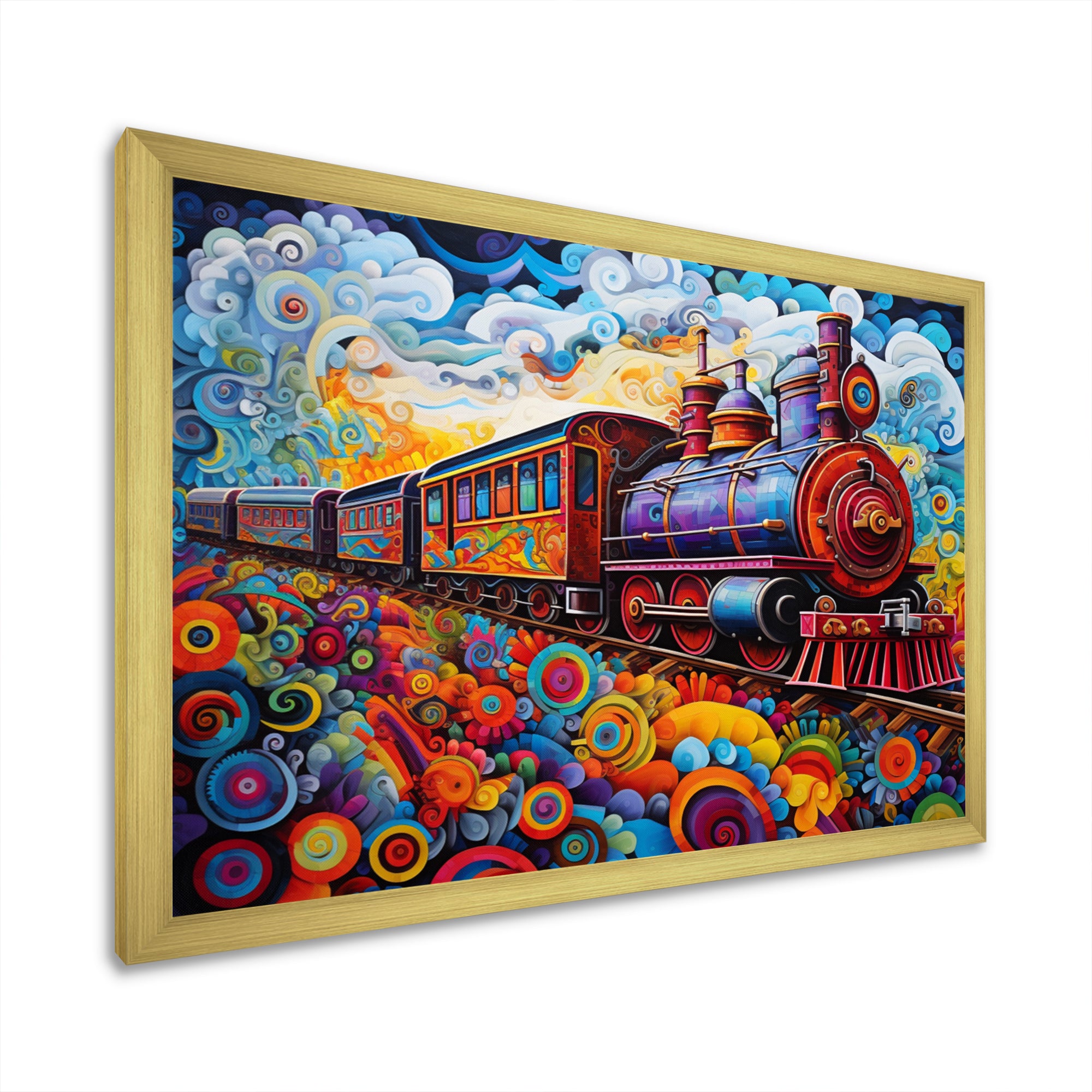 Abstract Train Whimsical Journey I - Train Canvas Wall Art