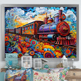 Abstract Train Whimsical Journey I - Train Canvas Wall Art