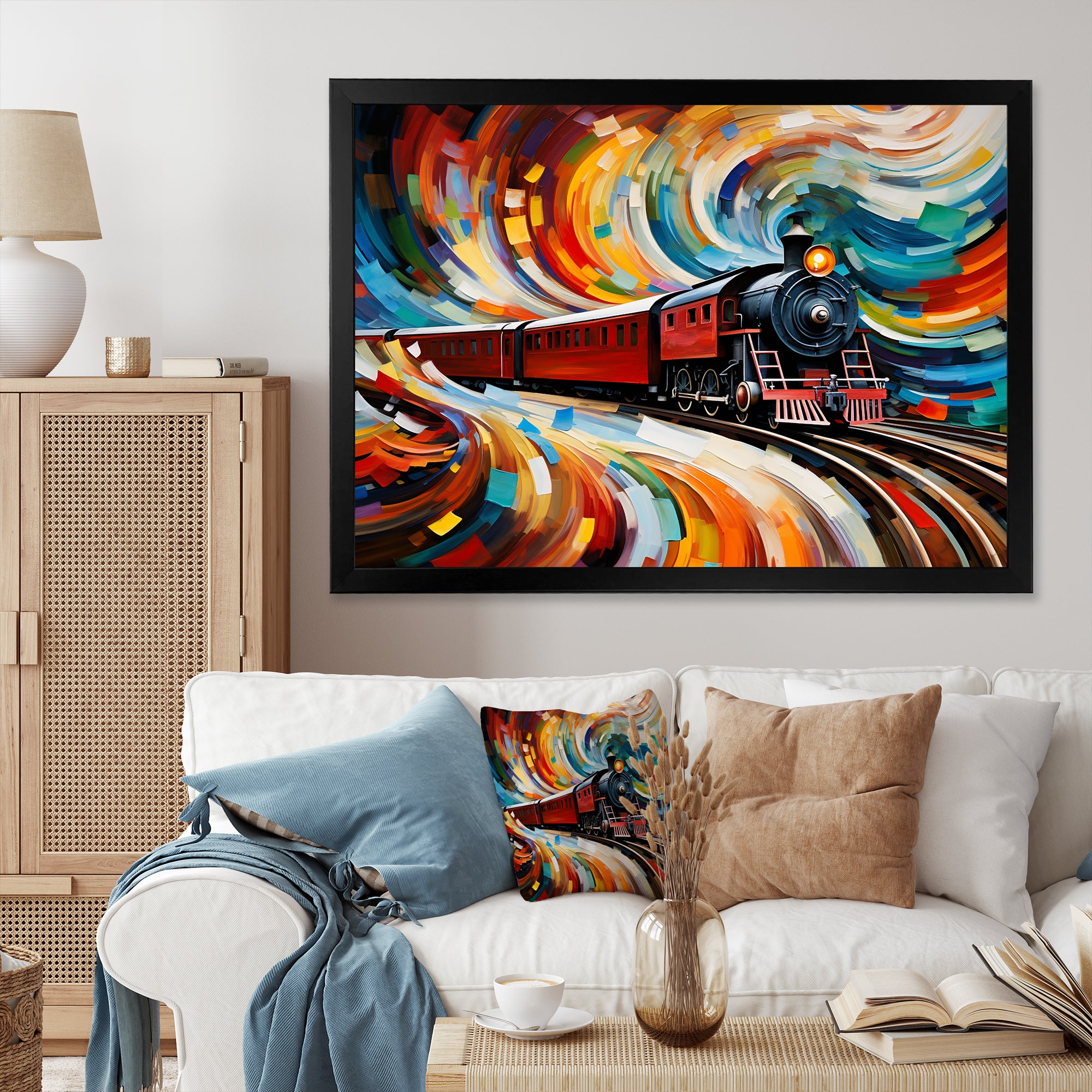 Abstract Train Whirling Momentum - Train Canvas Wall Art