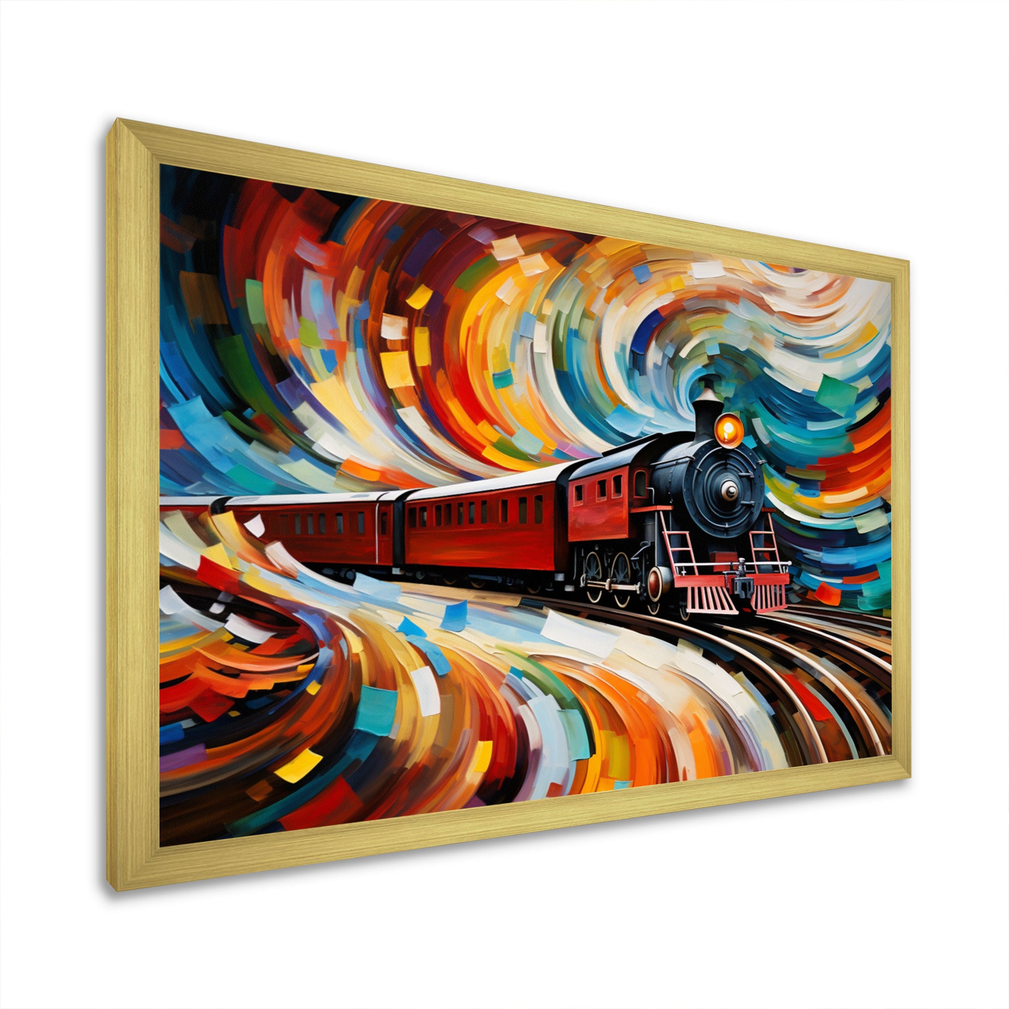 Abstract Train Whirling Momentum - Train Canvas Wall Art