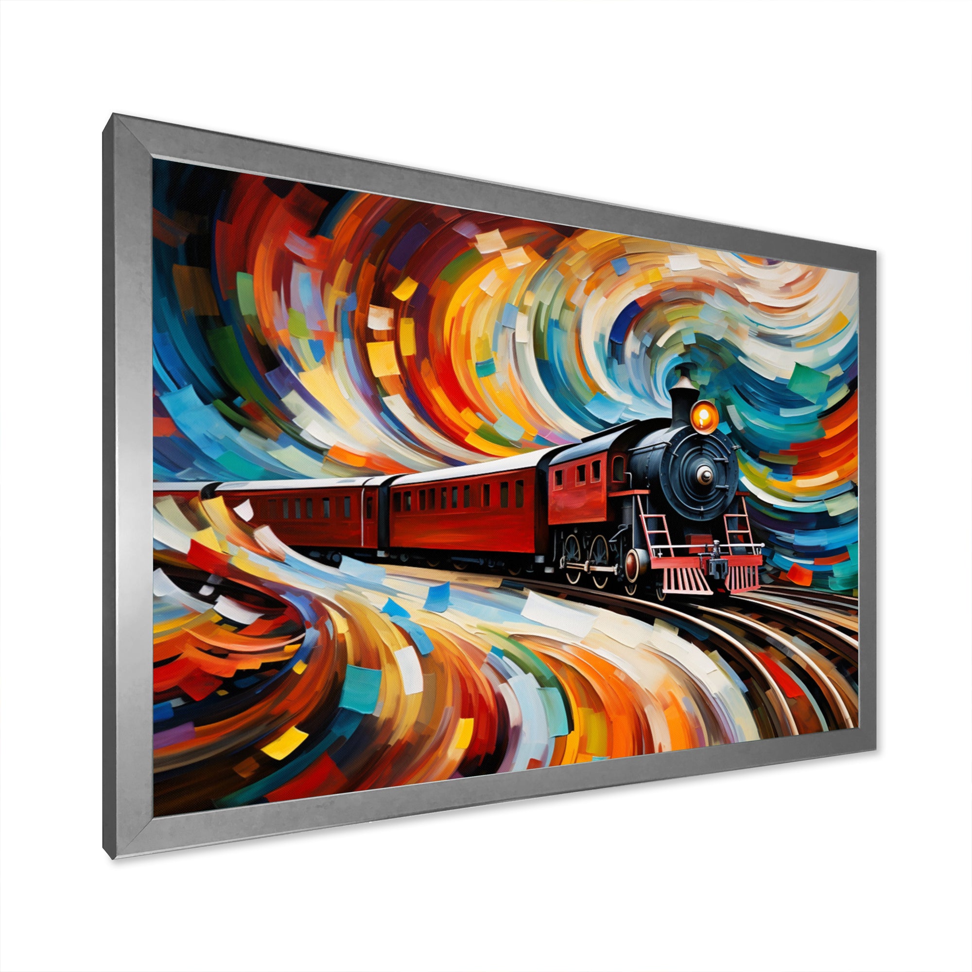 Abstract Train Whirling Momentum - Train Canvas Wall Art