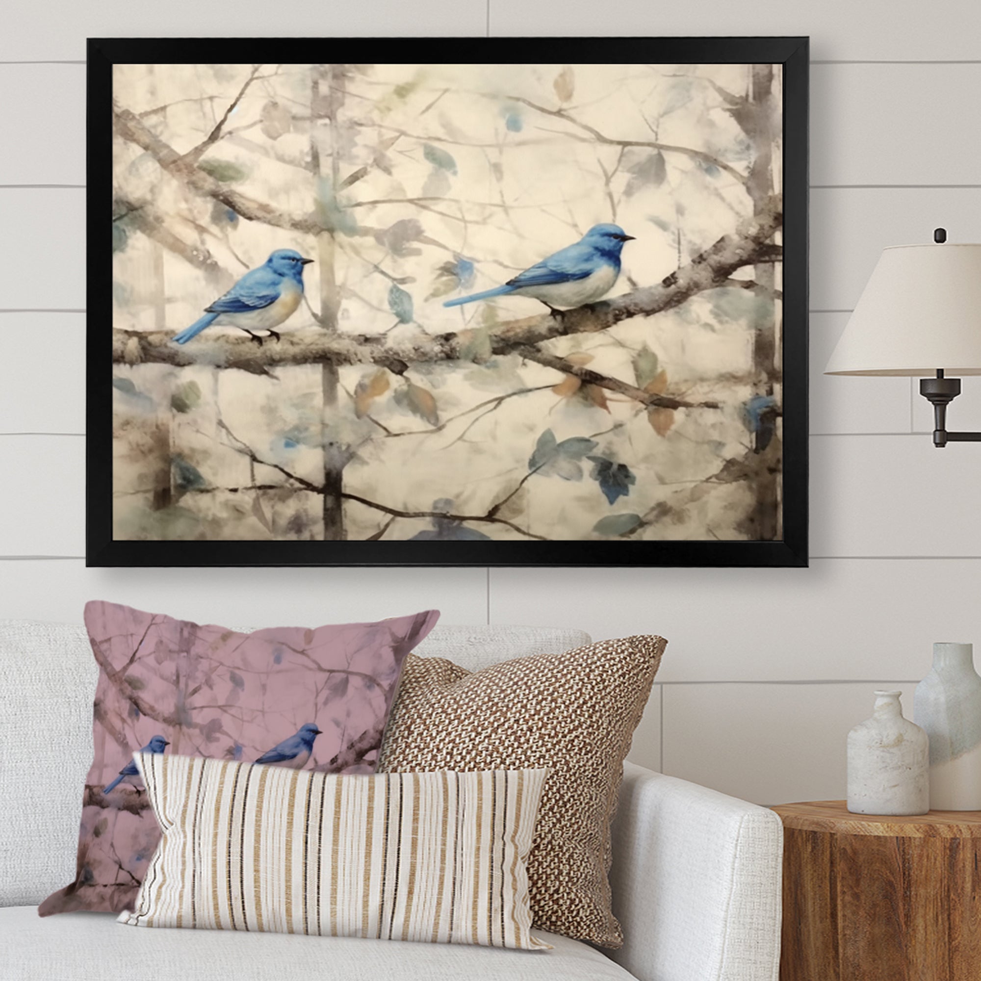 Bluebird Serenade Vintage Waterpainting - Blue Bird Wall Art