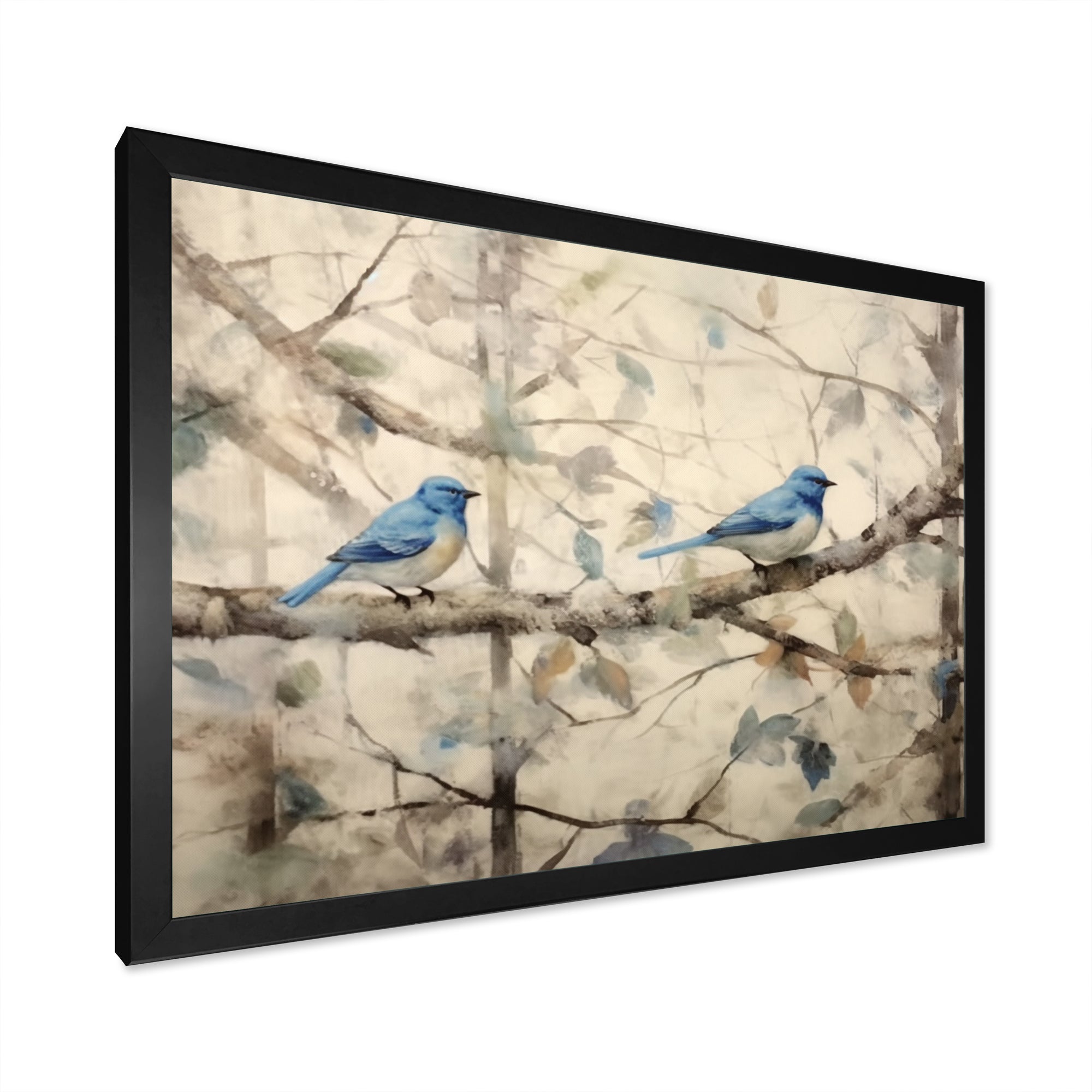 Bluebird Serenade Vintage Waterpainting - Blue Bird Wall Art