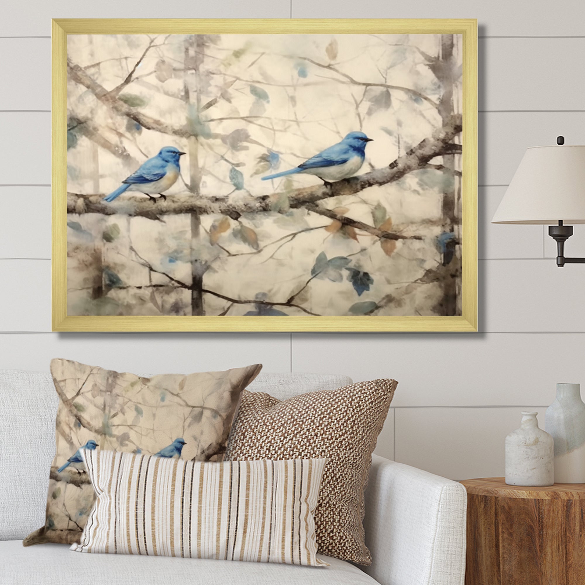Bluebird Serenade Vintage Waterpainting - Blue Bird Wall Art