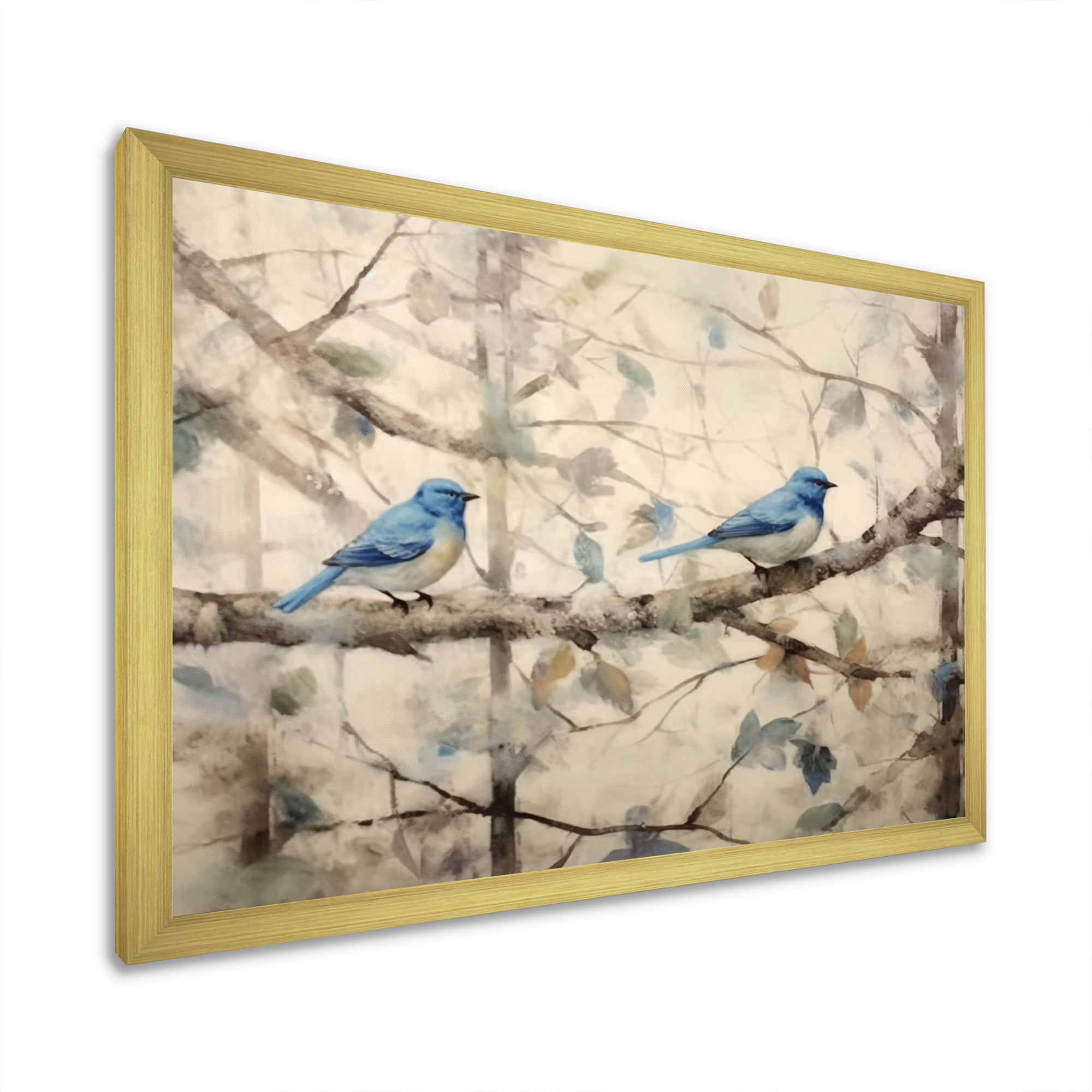Bluebird Serenade Vintage Waterpainting - Blue Bird Wall Art