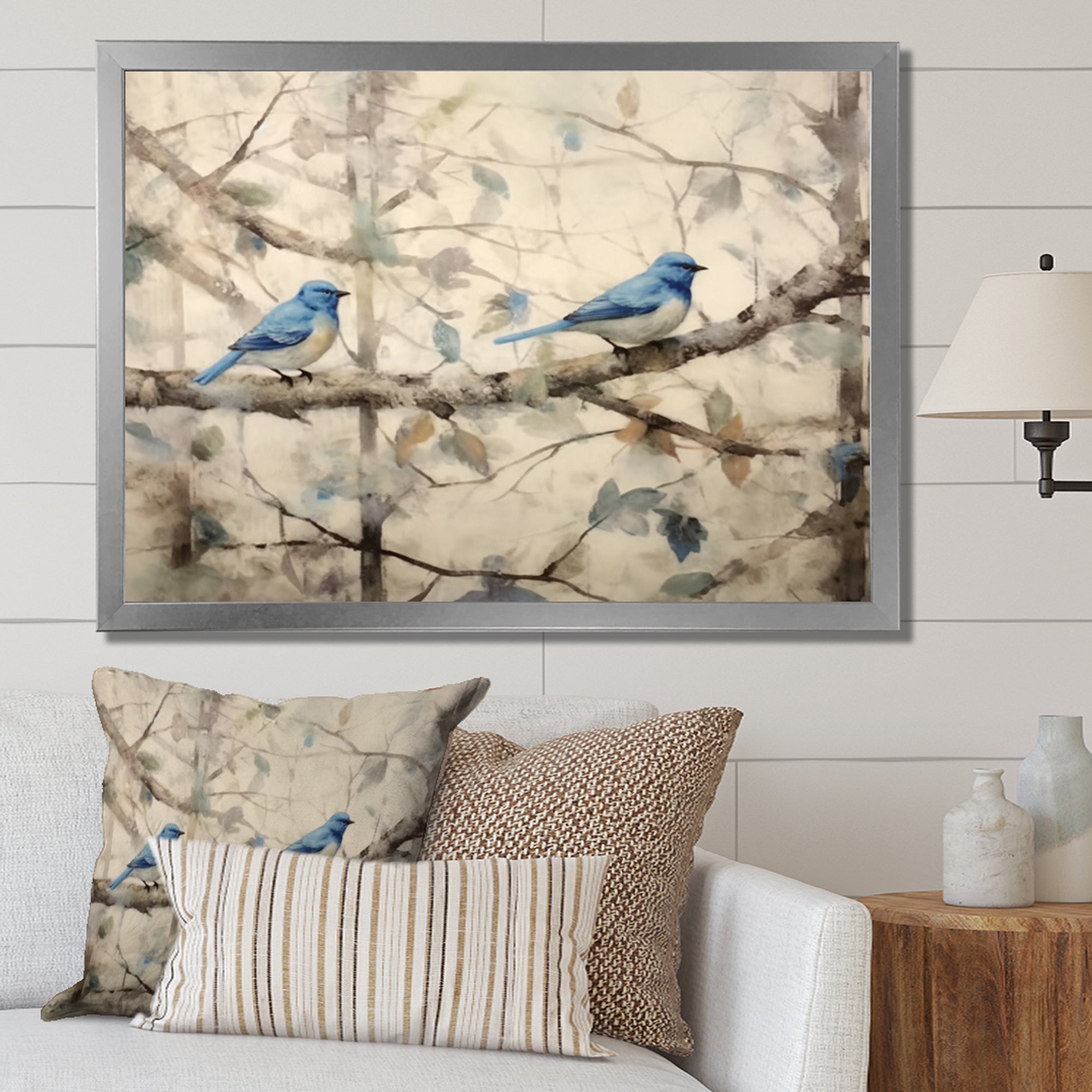 Bluebird Serenade Vintage Waterpainting - Blue Bird Wall Art