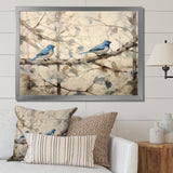 Bluebird Serenade Vintage Waterpainting - Blue Bird Wall Art